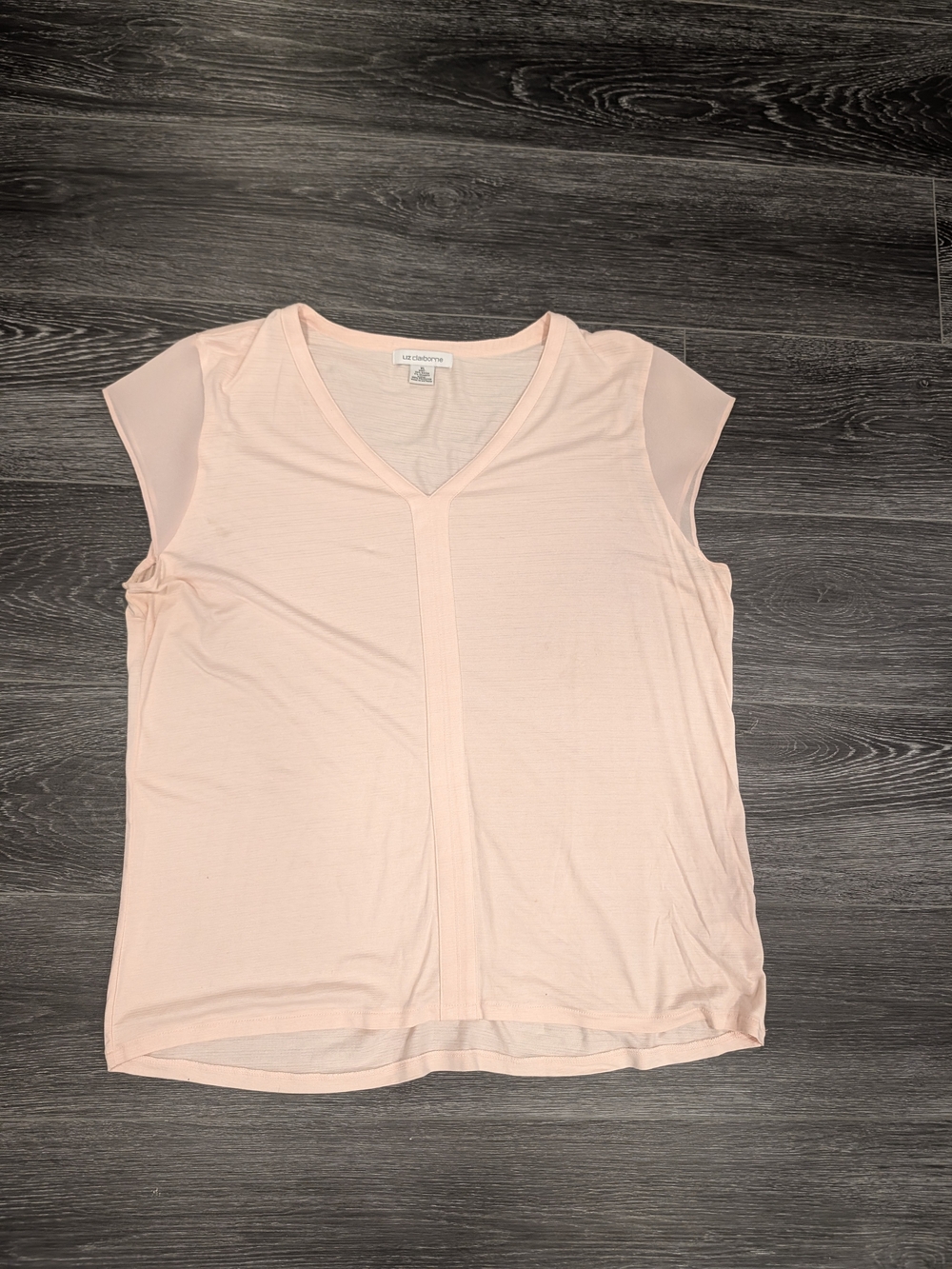 Liz Claiborne Pale Pink V-Neck Cap Sleeve Blouse